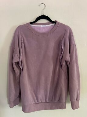 Lot of 2 large Smallshow nursing/breastfeeding sweatshirts in purple and blue